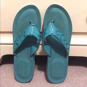 Blue Coach Flip Flops